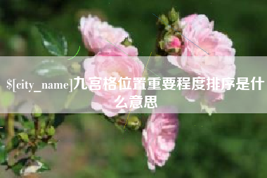 九江九宫格位置重要程度排序是什么意思