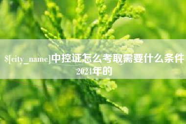 九江中控证怎么考取需要什么条件2024年的